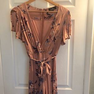 Fiorire Rusty Rose Floral Print Wrap Maxi Dress